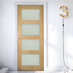 Deanta Coventry Internal Fire Door with 4 Clear Glazed Light - Prefinished Oak