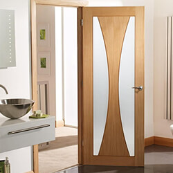 XL Joinery Verona Internal Fire Door with 1 Panel and 2 Clear Glazed Light - Unfinished Oak