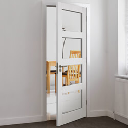 JB Kind Cayman Internal Door with 4 Clear Glazed Light - White Primed