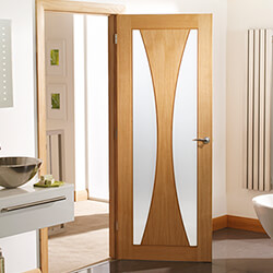 XL Joinery Verona Internal Door with 1 Panel and 2 Obscure Glazed Light - Unfinished Oak
