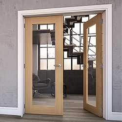 Deanta Walden Internal Door with 1 Clear Glazed Light - Unfinished Oak