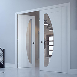 Deanta Ravello Internal Door with 2 Panel and 1 Clear Glazed Light - White Primed