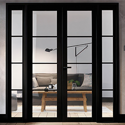 LPD Soho W6 Internal Room Divider Door Set with 4 Clear Glazed Light - Prefinished Black