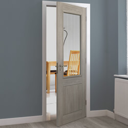 JB Kind Colorado Internal Door with 5 Panel and 1 Clear Glazed Light - Laminate Grey