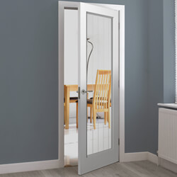 JB Kind Cottage Internal Door with 1 Clear Glazed Light - White Primed