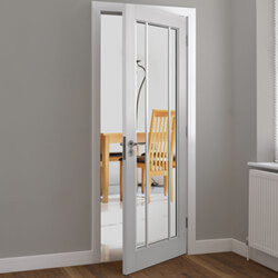 JB Kind Trinidad Internal Door with 3 Clear Glazed Light - White Primed