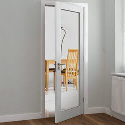 JB Kind Tobago Internal Door with 1 Clear Glazed Light - White Primed