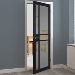 JB Kind City Internal Door with 5 Tinted Glazed Light - Black Painted