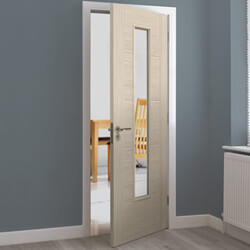 JB Kind Tigris Internal Door with 5 Panel and 1 Clear Glazed Light - Laminate Ivory
