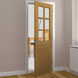 JB Kind Thames Internal Door with 1 Panel and 6 Clear Glazed Light - Unfinished Oak