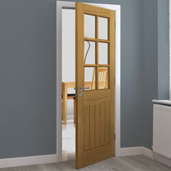 JB Kind Thames Internal Door with 1 Panel and 6 Clear Glazed Light - Prefinished Oak