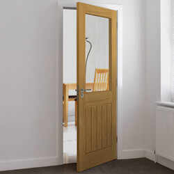 JB Kind Thames Internal Door with 1 Panel and 1 Clear Glazed Light - Prefinished Oak