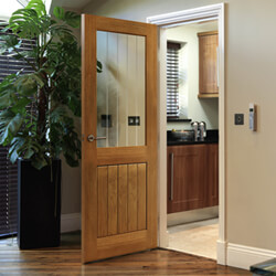 JB Kind Thames Internal Door with 1 Panel and 1 Clear Glazed Light - Unfinished Oak