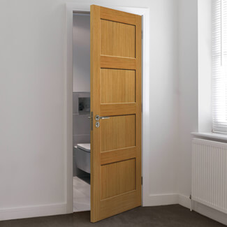 JB Kind Snowdon Un-Finished Oak 4-Panels Internal Door