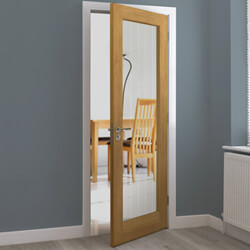 JB Kind Thames Internal Fire Door with 1 Clear Glazed Light - Unfinished Oak