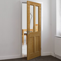 JB Kind Severn Internal Door with 2 Panel and 2 Clear Glazed Light - Unfinished Oak