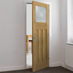 JB Kind Rustic Internal Door with 3 Panel and 1 Opaque Glazed Light - Prefinished Oak