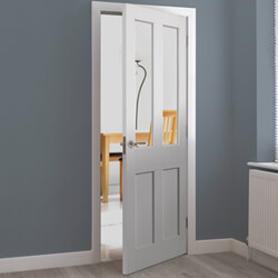 JB Kind Rushmore Internal Door with 2 Panel and 2 Clear Glazed Light - White Primed