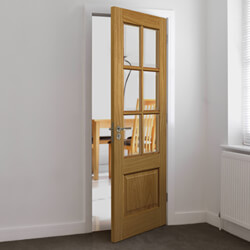 JB Kind Dove Internal Door with 1 Panel and 6 Clear Glazed Light - Unfinished Oak