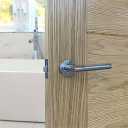 JB Kind Portland Latch Door Handle Pack 134 w x 52mm Dia - Satin And Polished-Chrome Finish