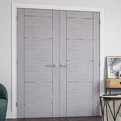 Deanta Montreal Internal Fire Door with 6 Panel - Prefinished Light Grey Ash