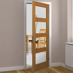 JB Kind Nevis Internal Door with 4 Clear Glazed Light - Unfinished Oak