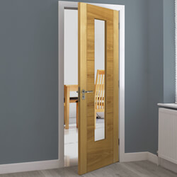 JB Kind Mistral Internal Door with 3 Panel and 1 Clear Glazed Light - Prefinished Oak