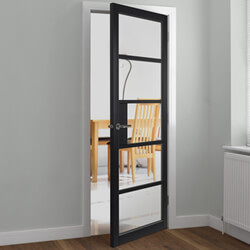 JB Kind Metro Internal Door with 5 Clear Glazed Light - Fully Finished Black