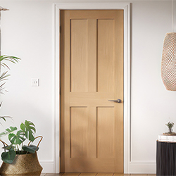 LPD Internal Fire Door with 4 Panel - Unfinished Oak