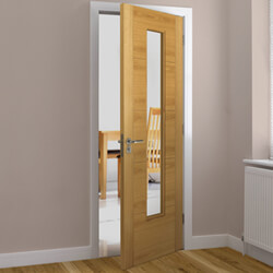 JB Kind Tigris Slim Internal Fire Door with 5 Panel and 1 Clear Glazed Light - Prefinished Oak