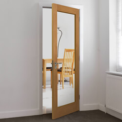 JB Kind Fuji Internal Fire Door with 1 Clear Glazed Light - Unfinished Oak