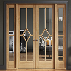 LPD Reims W6 Internal Room Divider Door Set with Clear Glazed Light - Prefinished Oak