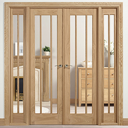 LPD Lincoln W6 Internal Room Divider Door Set with 3 Clear Glazed Light - Unfinished Oak