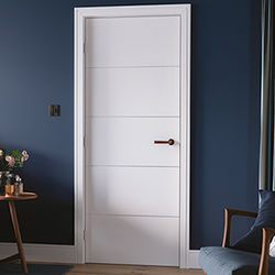 LPD Horizontal Four Line Moulded Internal Fire Door with 5 Panel - Unfinished White