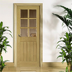 Deanta Ely Internal Door with 1 Panel and 6 Clear Bevelled Glazed Light - Prefinished Oak