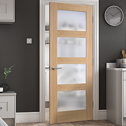 LPD Shaker Internal Door with 4 Frosted Glazed Light - Prefinished Oak