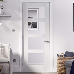 LPD Shaker Internal Door with 4 Clear Glazed Light - White Primed
