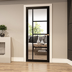 Deanta Brixton Internal Door with 5 Clear Glazed Light - Prefinished Black