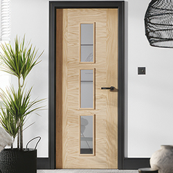 LPD Sofia Internal Door with 3 Clear Glazed Light - Prefinished Oak