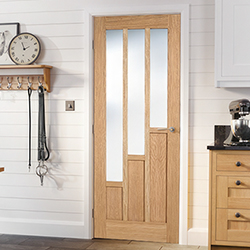 LPD Coventry Internal Door with 3 Panel and 3 Clear Glazed Light - Prefinished Oak