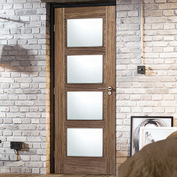 LPD Vancouver Internal Door with 4 Clear Glazed Light - Prefinished Walnut