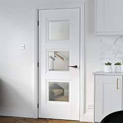 LPD Amsterdam Internal Door with 3 Clear Glazed Light - White Primed