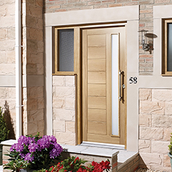 LPD Goodwood External Door with 8 Panel and 1 Obscure Glazed Light - Unfinished Oak