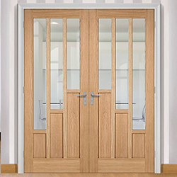 LPD Coventry Internal Door Pair with 6 Clear Glazed Light - Prefinished Oak