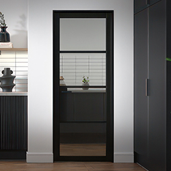 LPD Chelsea Internal Door with 4 Clear Glazed Light - Prefinished Black