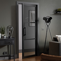 LPD Tribeca Internal Door with 3 Clear Glazed Light - Black Primed