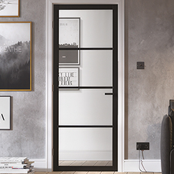 LPD Soho Internal Door with 4 Clear Glazed Light - Black Primed