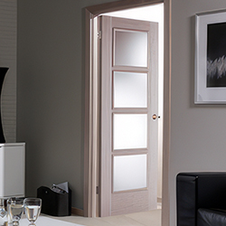 LPD Vancouver Internal Door with 5 Panel and 4 Clear Glazed Light - Prefinished Light Grey