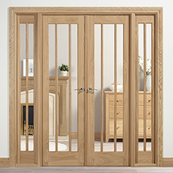 LPD Lincoln W4 Internal Room Divider Door Set with 3 Clear Glazed Light - Unfinished Oak