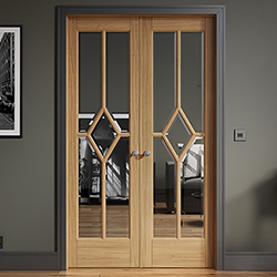 LPD Reims W4 Internal Room Divider Door Set with Clear Glazed Light - Prefinished Oak